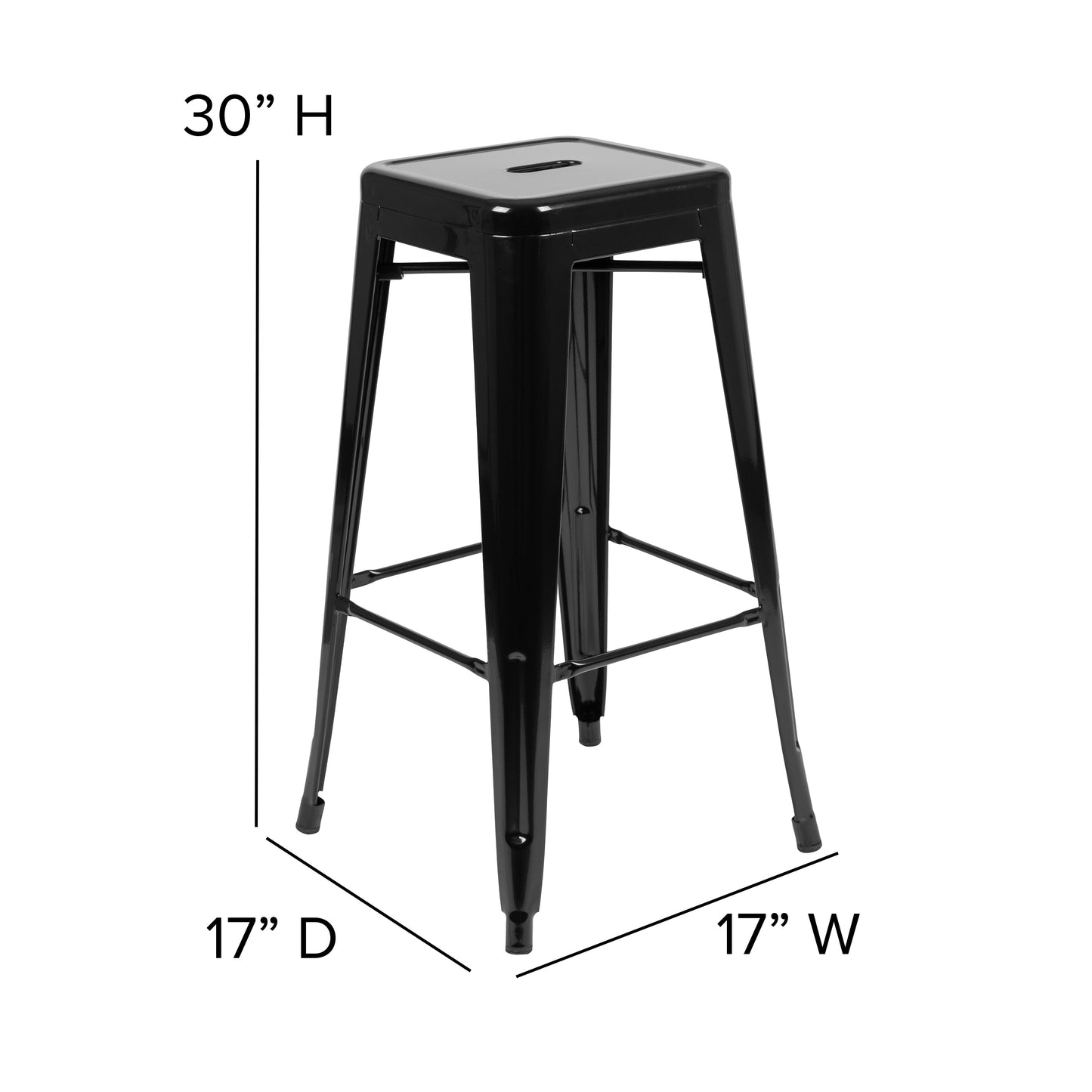 4PK 30" Black Stool-Black Seat 4-ET-31320-30-BK-R-PL2B-GG