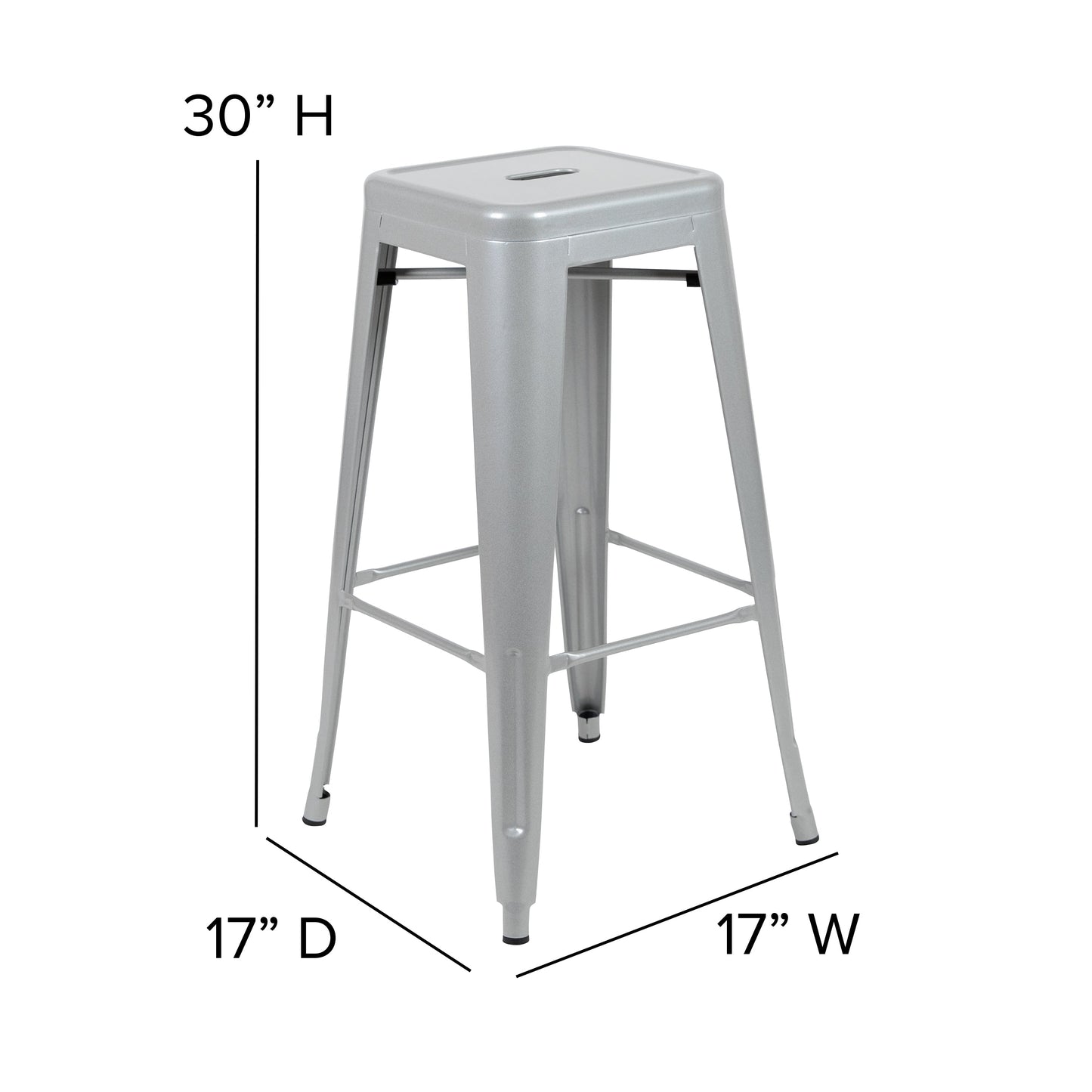4PK 30" Silver Stool-Gray Seat 4-ET-31320-30-SV-R-PL2G-GG