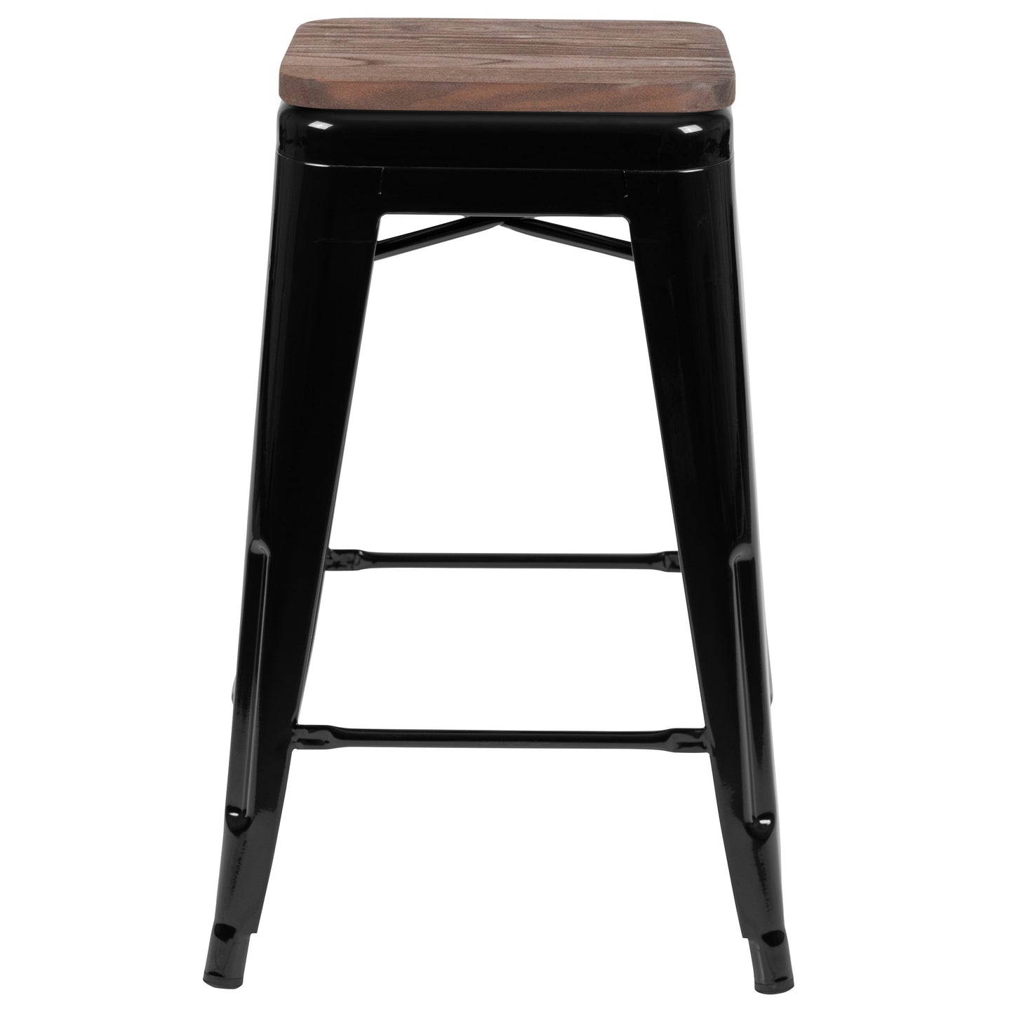 Black 24" High Metal Stool 4-ET-31320W-24-BK-R-GG