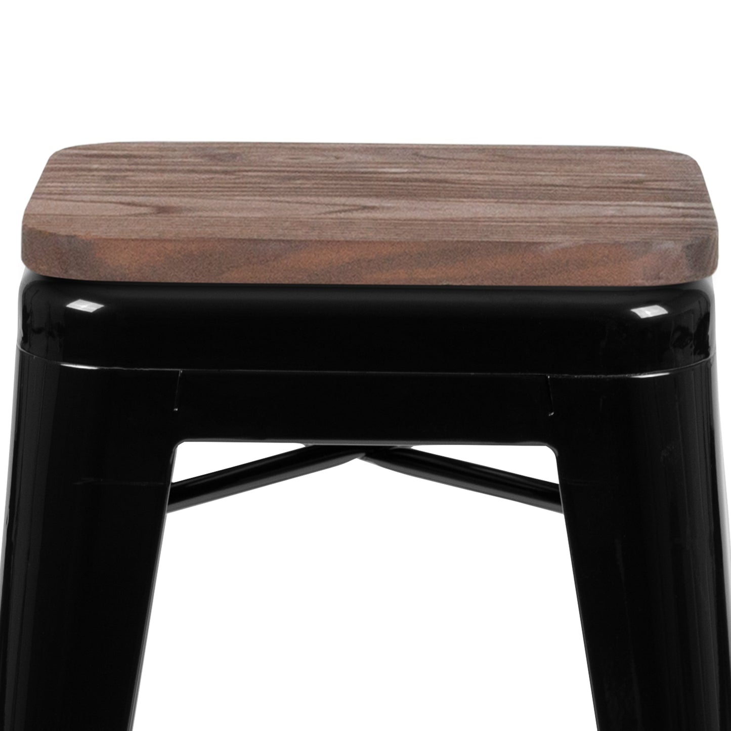 Black 24" High Metal Stool 4-ET-31320W-24-BK-R-GG