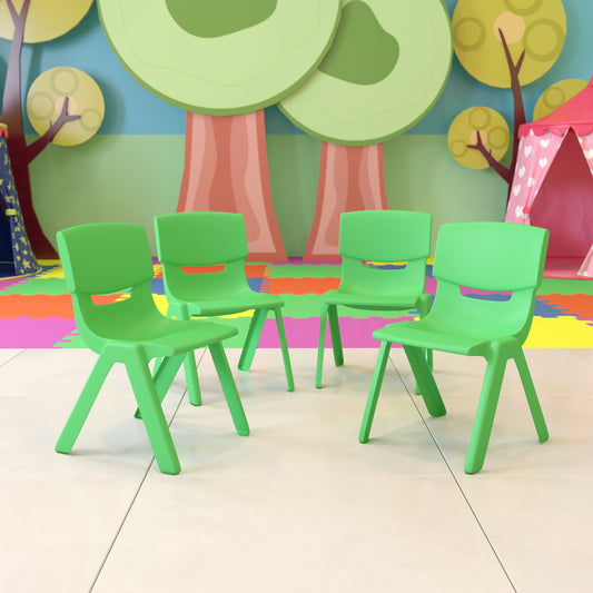 4PK Green Plastic Stack Chair 4-YU-YCX4-001-GREEN-GG