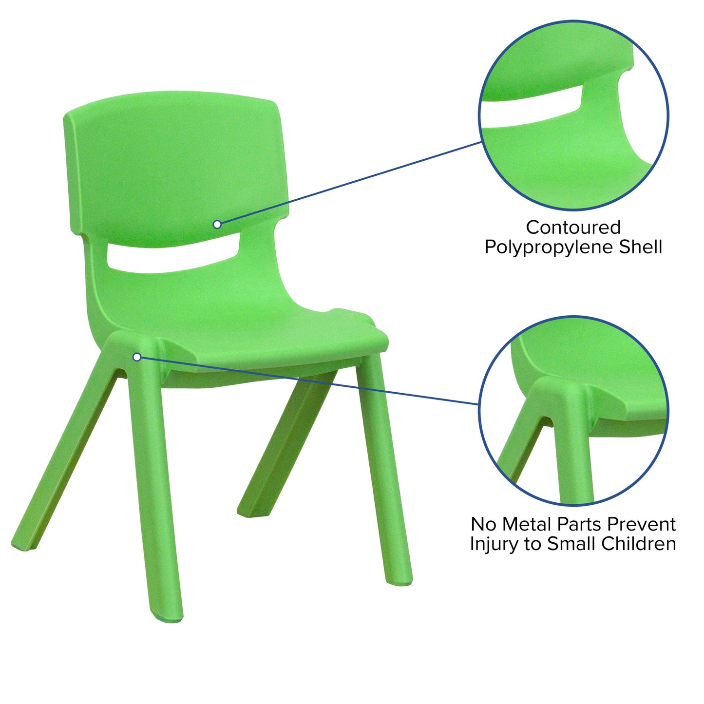 4PK Green Plastic Stack Chair 4-YU-YCX4-001-GREEN-GG