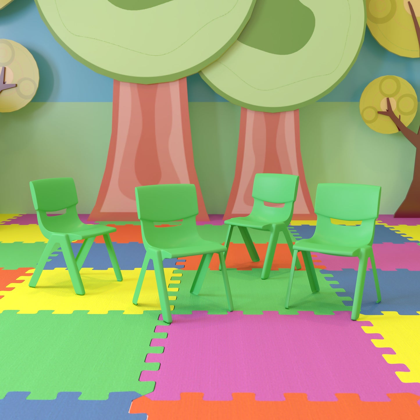 4PK Green Plastic Stack Chair 4-YU-YCX4-003-GREEN-GG
