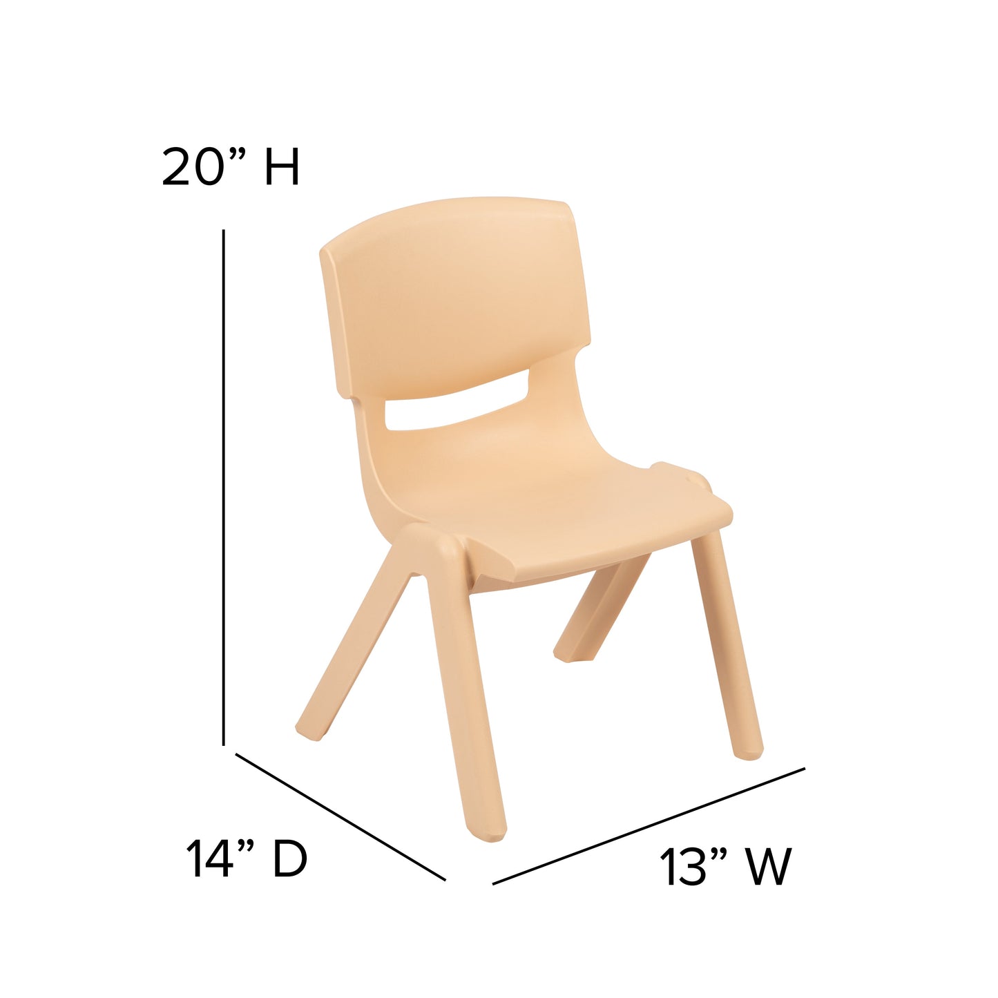 4PK Natural Plastic Chair 4-YU-YCX4-003-NAT-GG