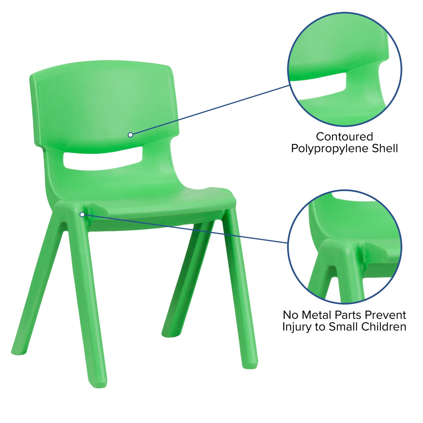 4PK Green Plastic Stack Chair 4-YU-YCX4-004-GREEN-GG