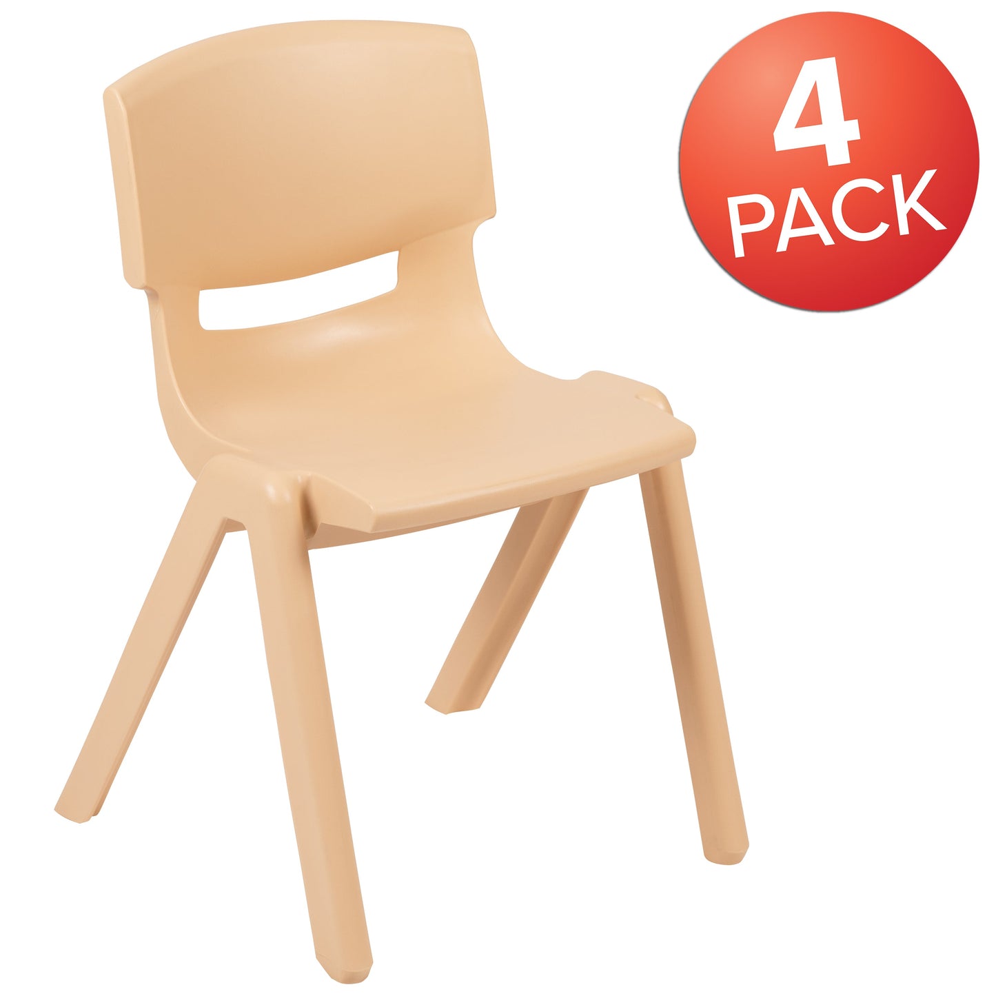 4PK Natural Plastic Chair 4-YU-YCX4-004-NAT-GG