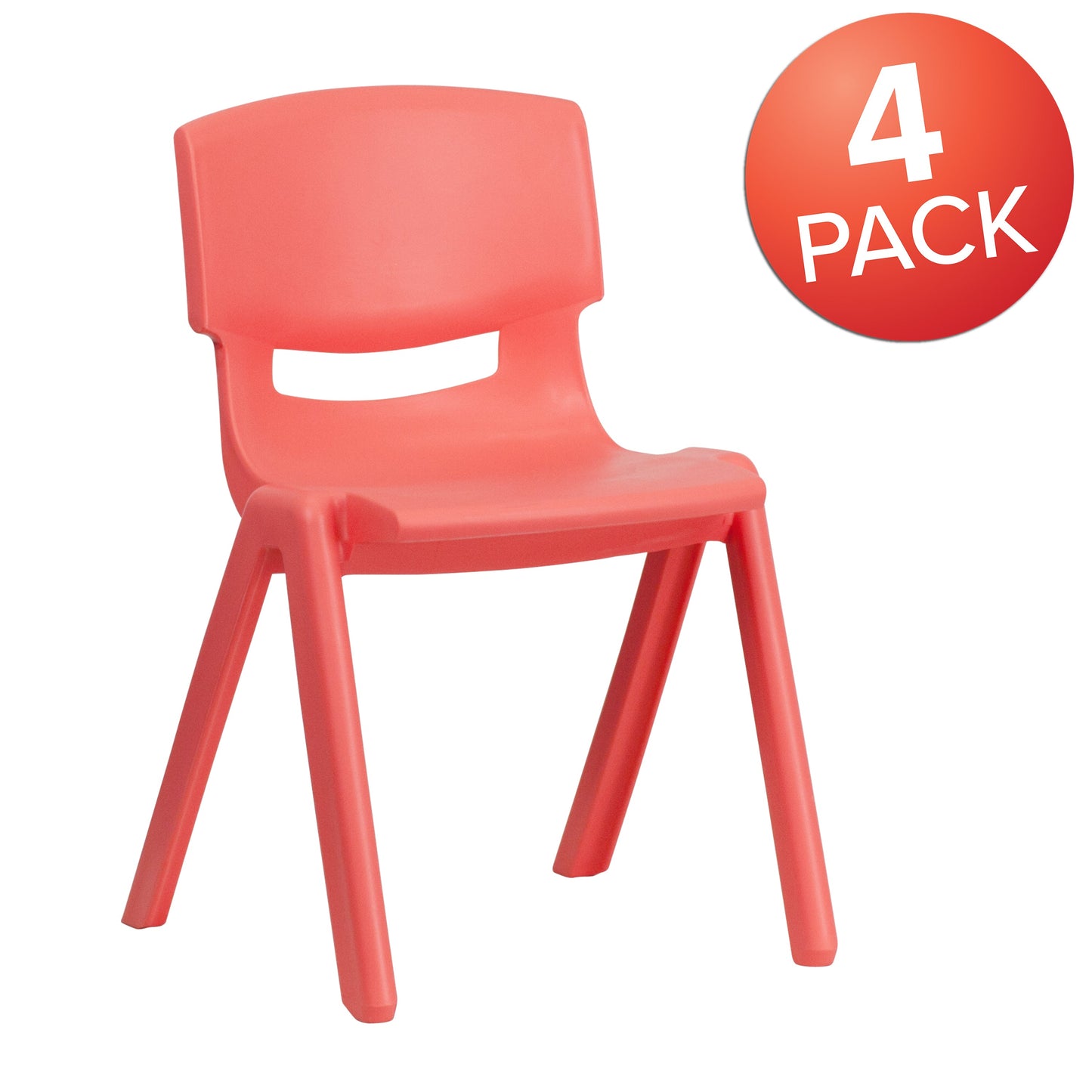 4PK Red Plastic Stack Chair 4-YU-YCX4-004-RED-GG