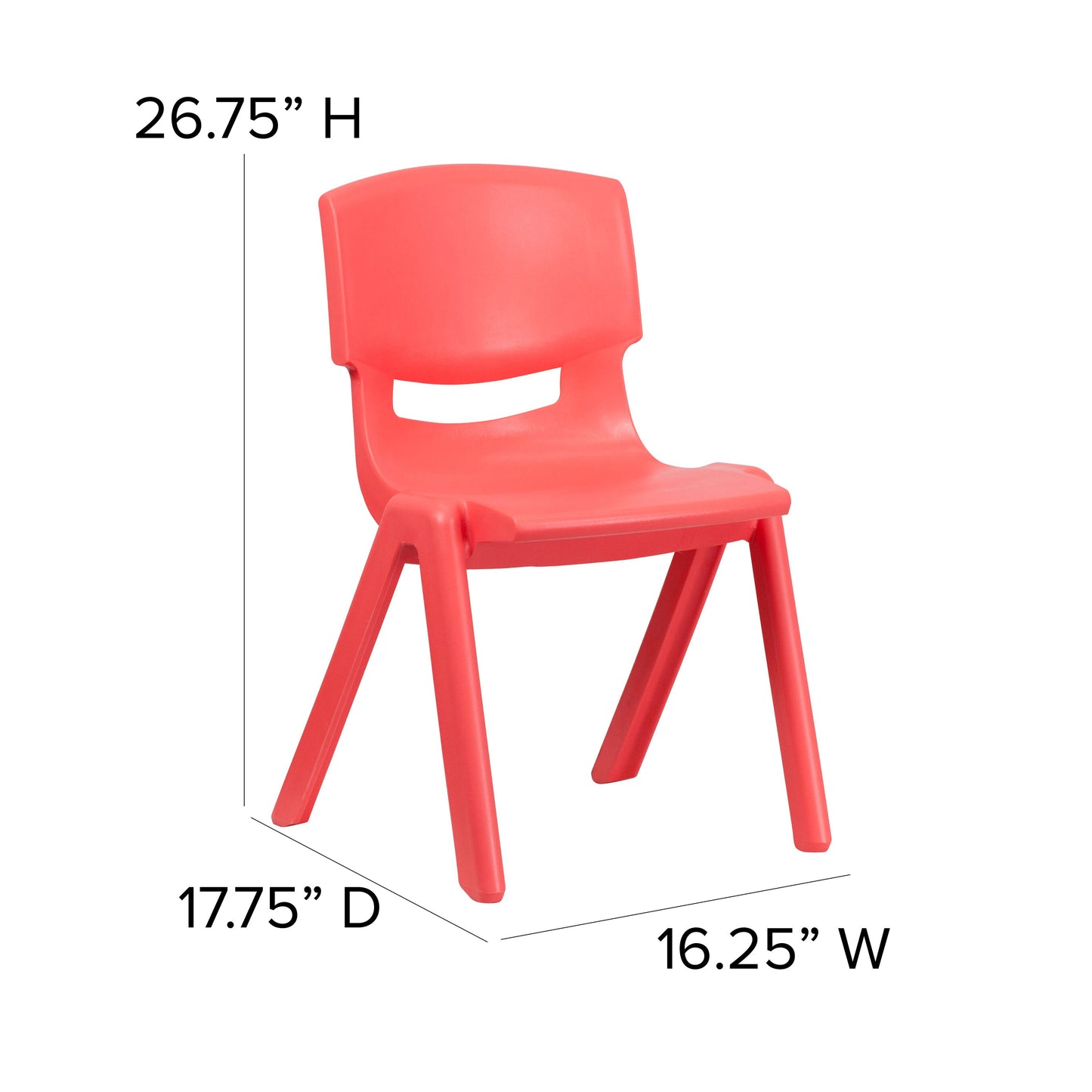 4PK Red Plastic Stack Chair 4-YU-YCX4-005-RED-GG