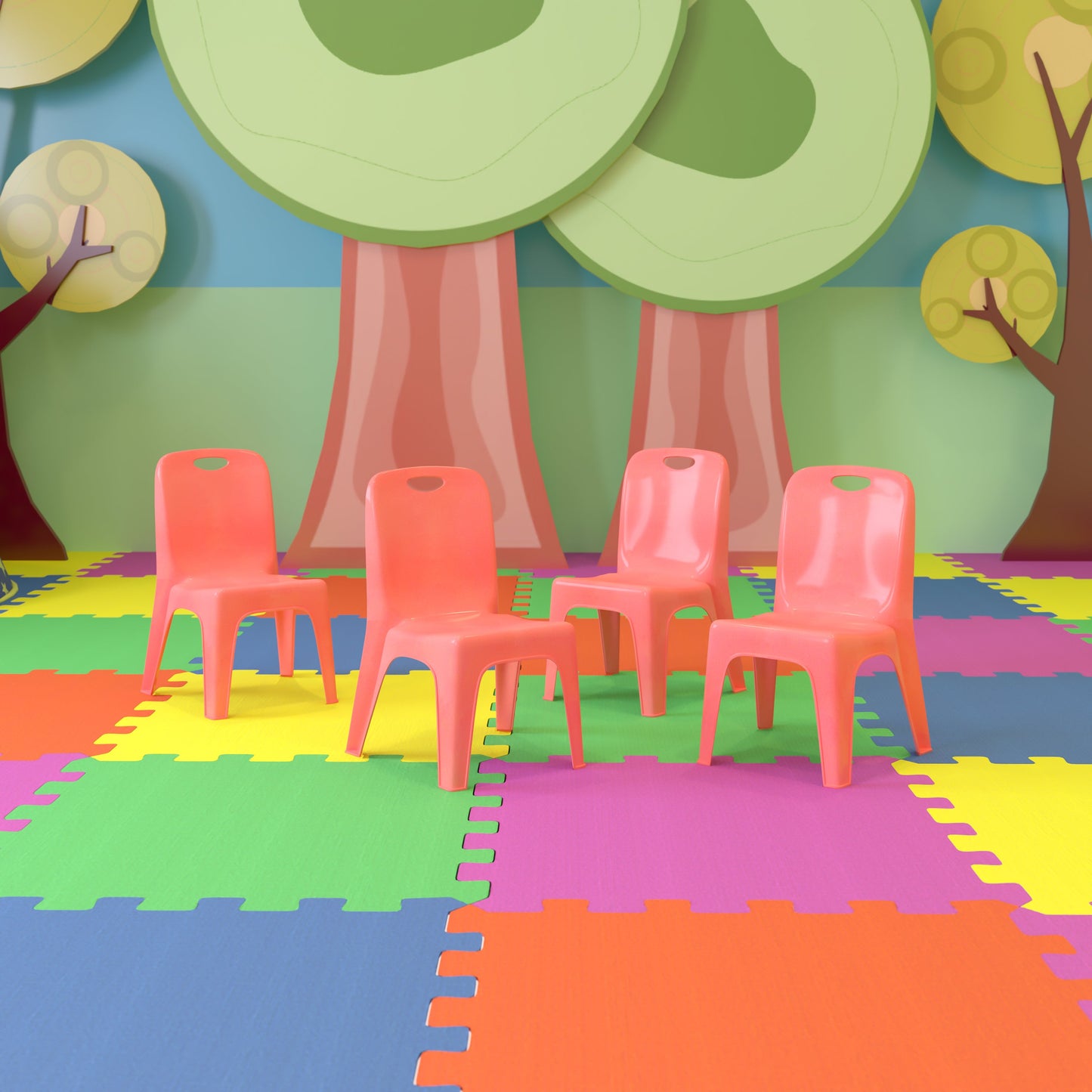 4PK Red Plastic Stack Chair 4-YU-YCX4-011-RED-GG