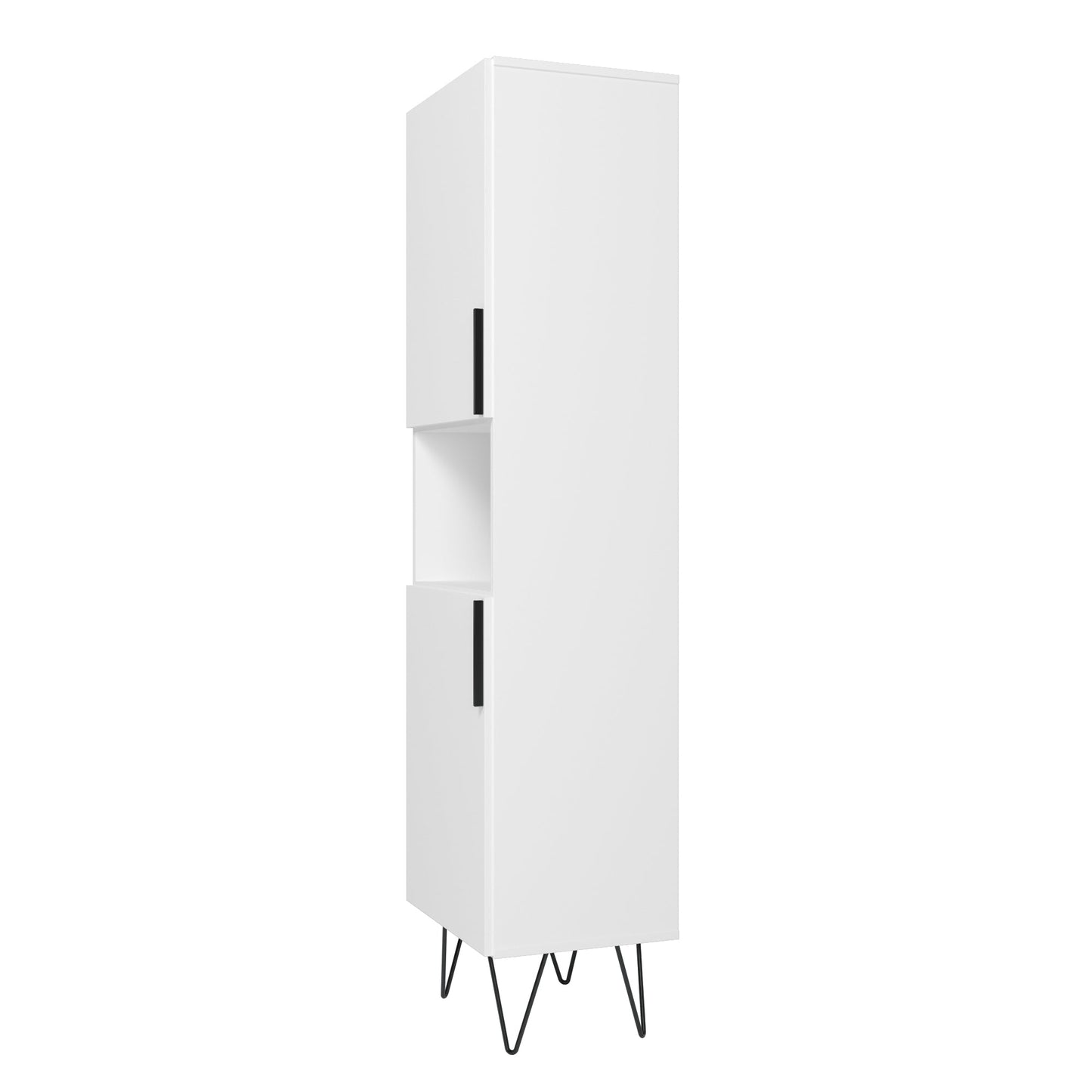 Manhattan Comfort Beekman 17.51 Narrow Bookcase Cabinet with 5 Shelves in White 404AMC198