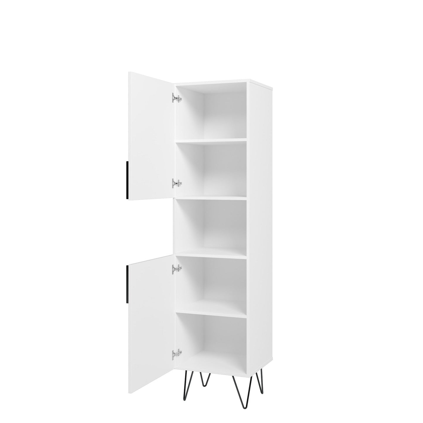Manhattan Comfort Beekman 17.51 Narrow Bookcase Cabinet with 5 Shelves in White 404AMC198