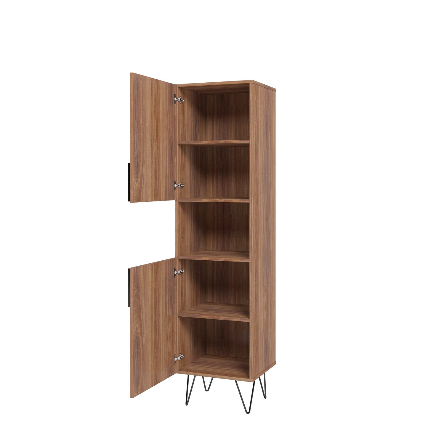 Manhattan Comfort Beekman 17.51 Narrow Bookcase Cabinet with 5 Shelves in Brown and Pink 404AMC229