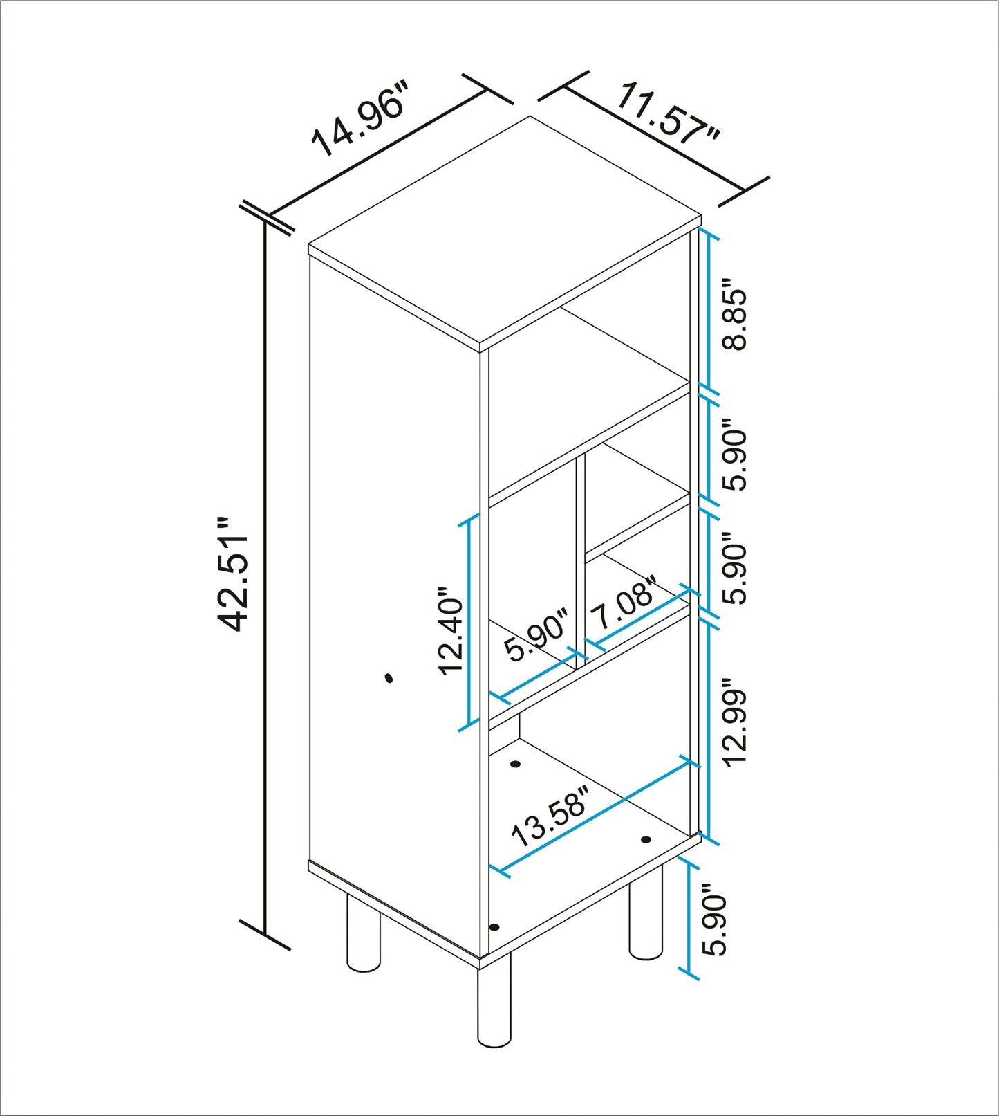 Manhattan Comfort Essex 42.51 Bookcase with 5 Shelves in White and Zebra 411AMC176