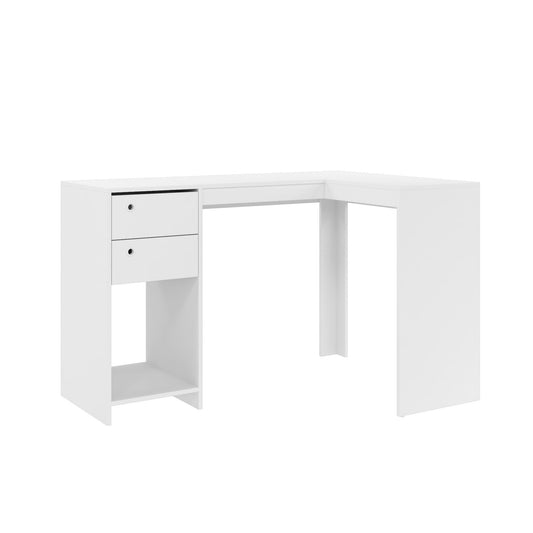 Manhattan Comfort Modest Palermo Classic "L" Shaped Desk with 2 Drawers and 1 Cubby in White 41AMC6
