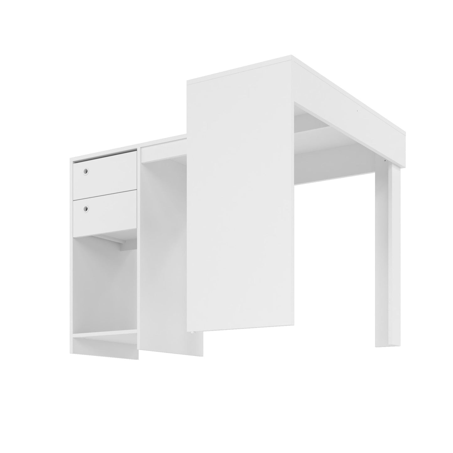 Manhattan Comfort Modest Palermo Classic "L" Shaped Desk with 2 Drawers and 1 Cubby in White 41AMC6