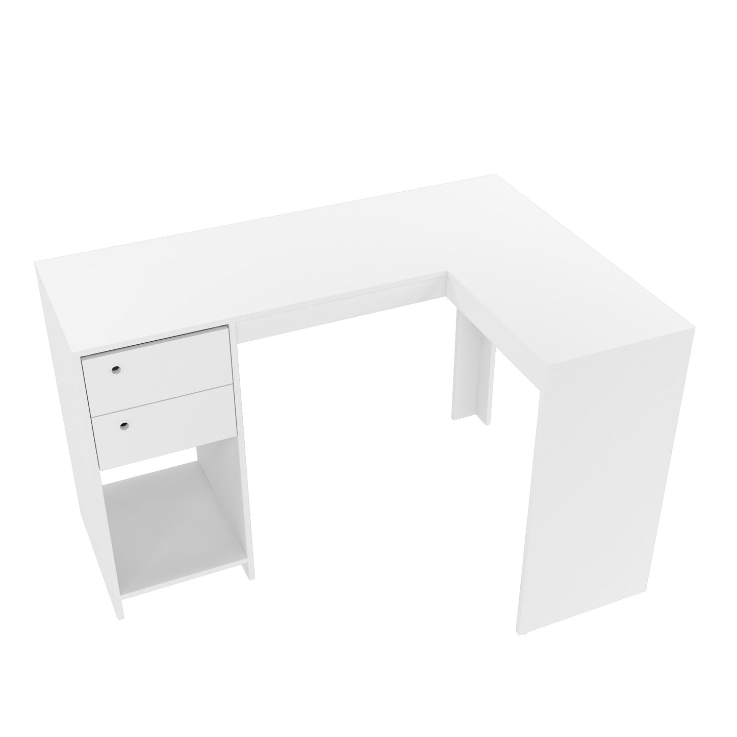Manhattan Comfort Modest Palermo Classic "L" Shaped Desk with 2 Drawers and 1 Cubby in White 41AMC6