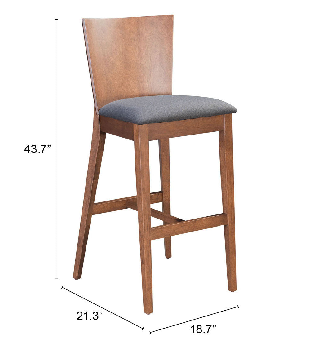 Ambrose Barstool (Set of 2) Walnut & Gray