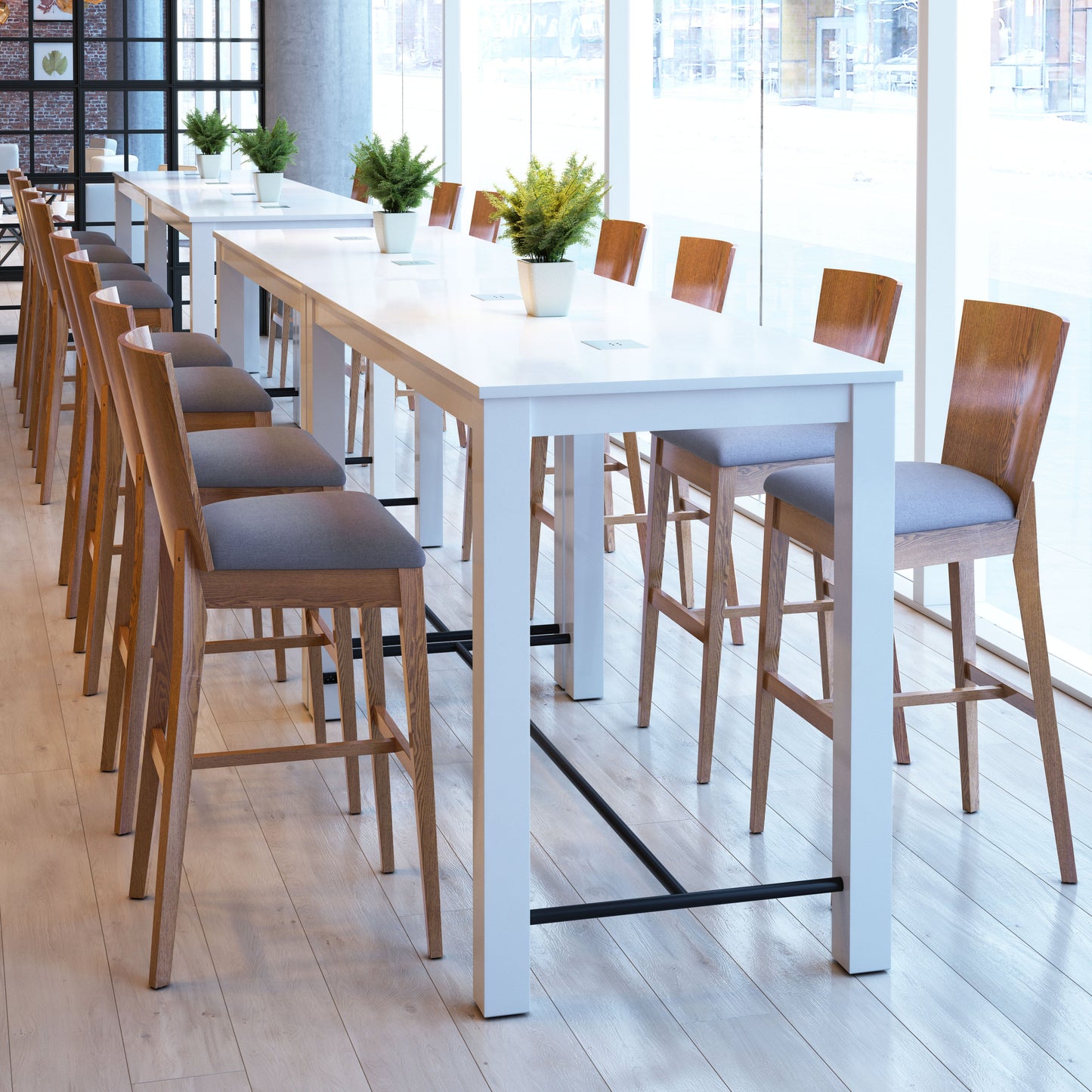 Ambrose Barstool (Set of 2) Walnut & Gray