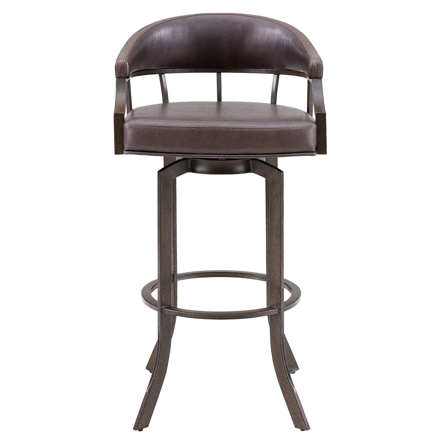 Pharaoh Swivel Bar Stool with Faux Leather and Metal Finish in Various Heights
