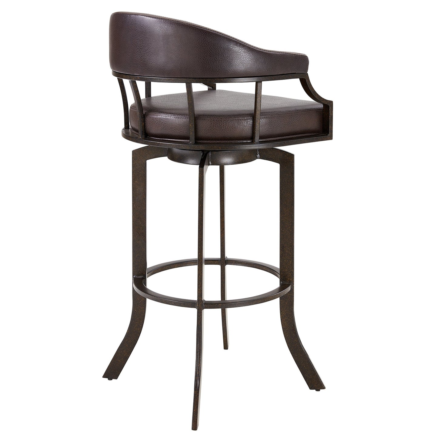 Pharaoh Swivel Bar Stool with Faux Leather and Metal Finish in Various Heights