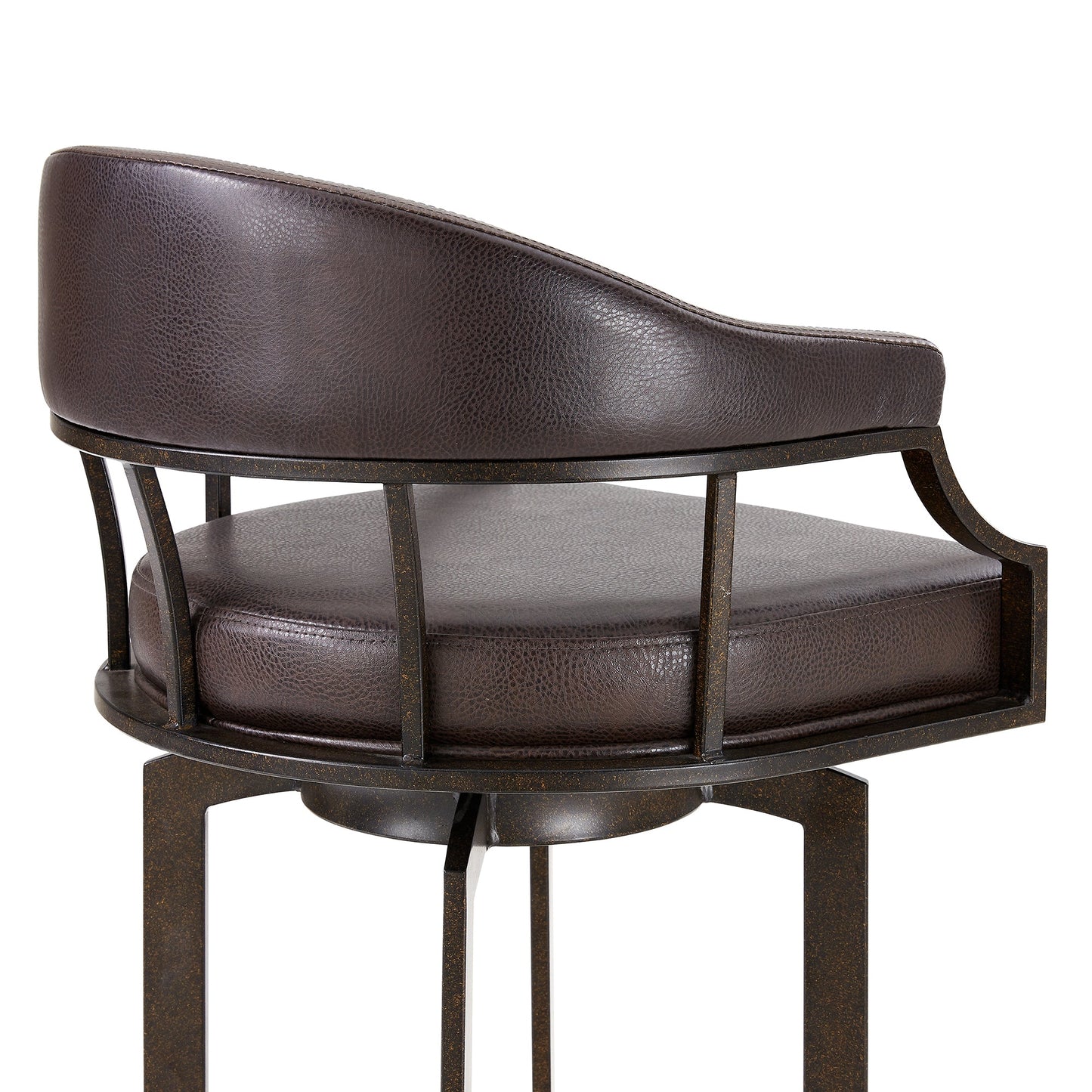 Pharaoh Swivel Bar Stool with Faux Leather and Metal Finish in Various Heights