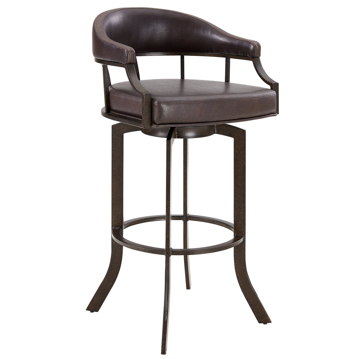 Pharaoh Swivel Bar Stool with Faux Leather and Metal Finish in Various Heights
