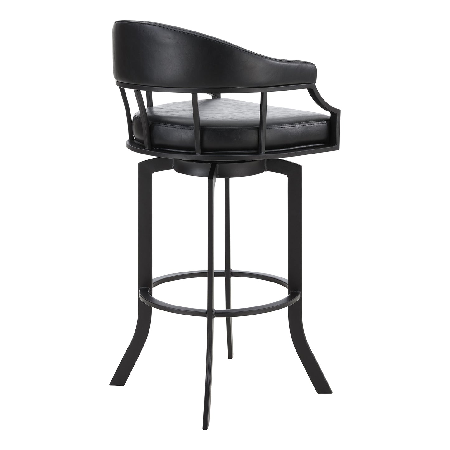 Pharaoh Swivel Bar Stool with Faux Leather and Metal Finish in Various Heights