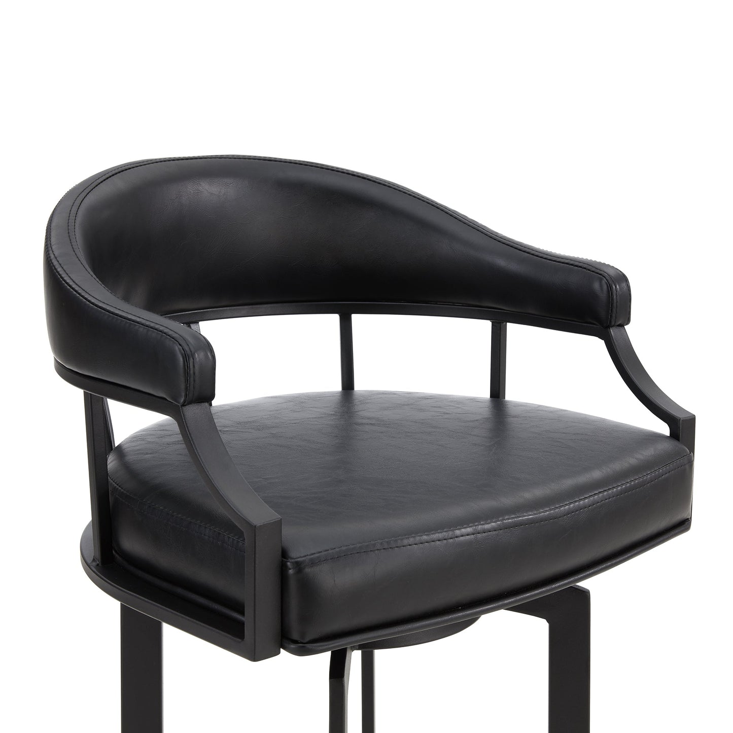 Pharaoh Swivel Bar Stool with Faux Leather and Metal Finish in Various Heights