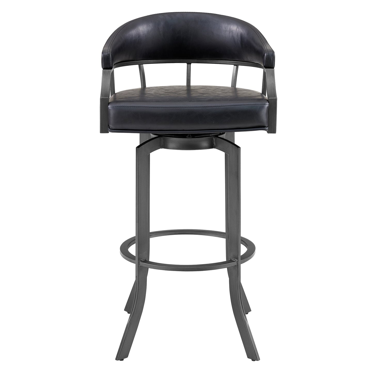 Pharaoh Swivel Bar Stool with Faux Leather and Metal Finish in Various Heights