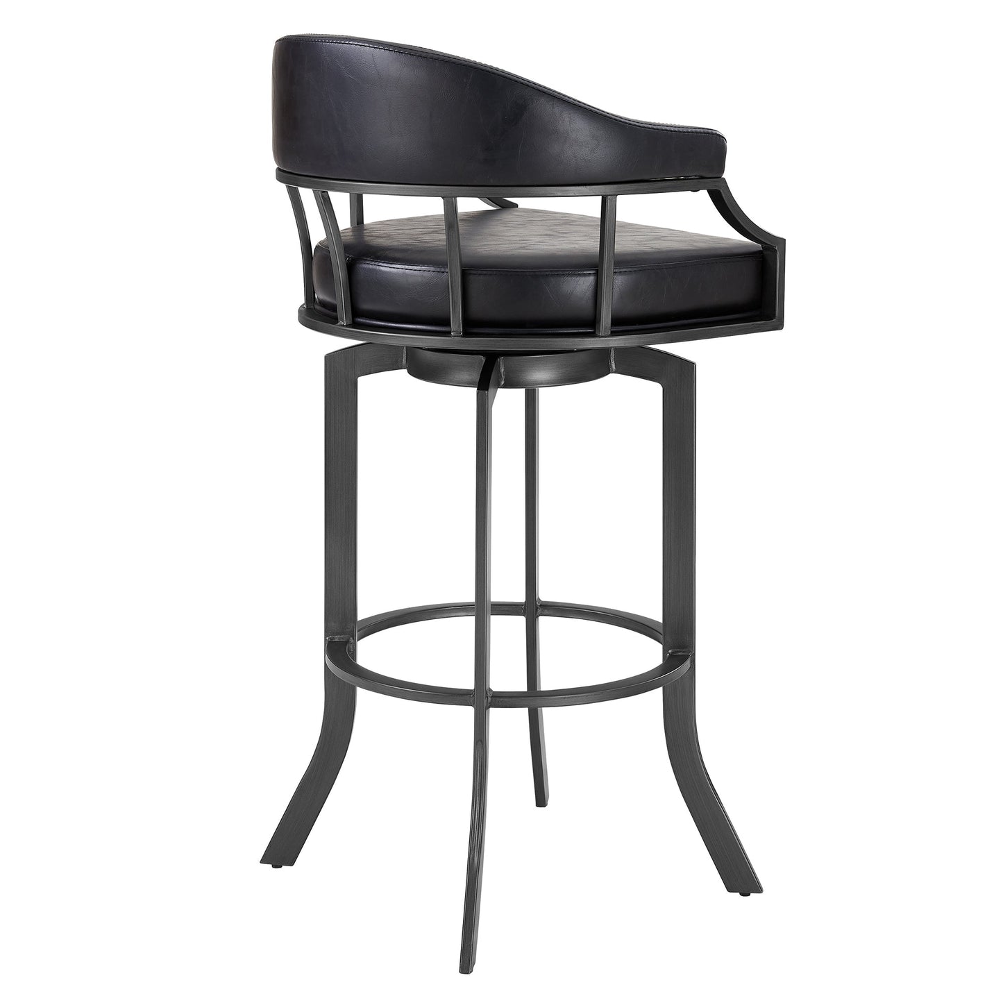 Pharaoh Swivel Bar Stool with Faux Leather and Metal Finish in Various Heights