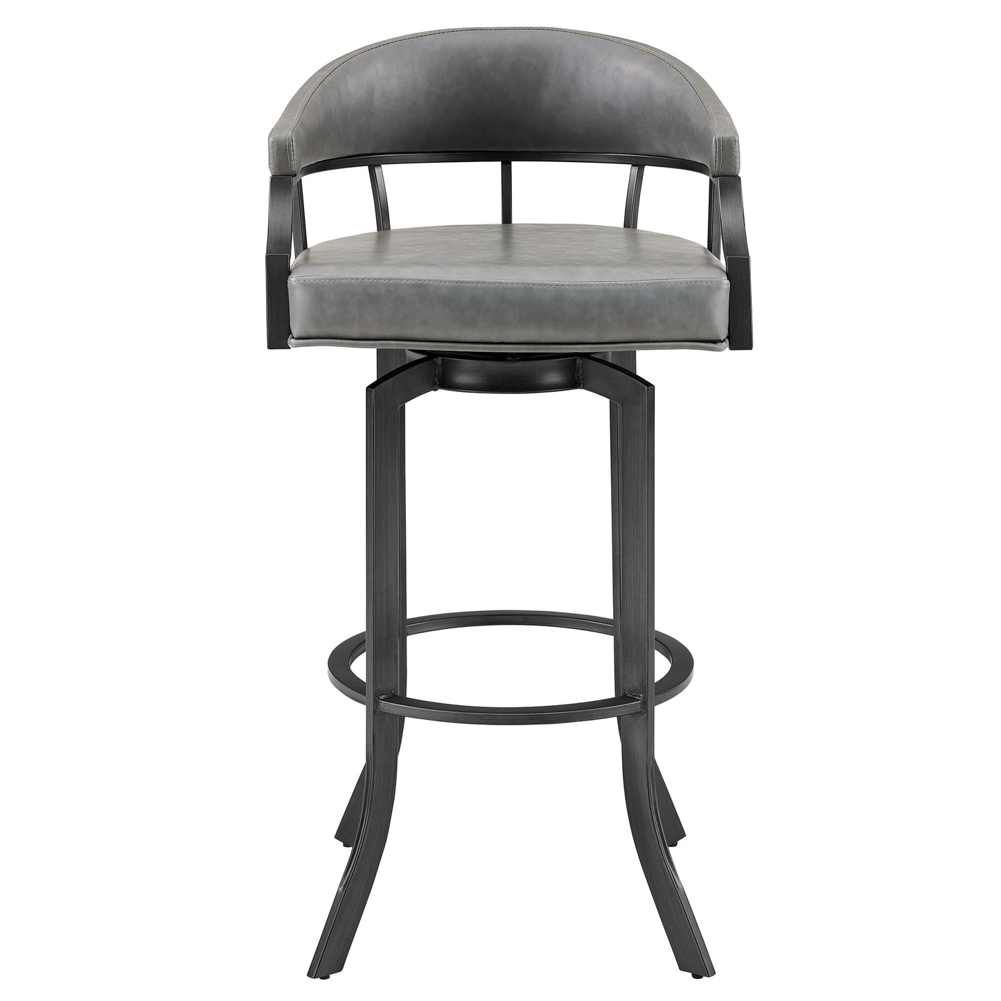 Pharaoh Swivel Bar Stool with Faux Leather and Metal Finish in Various Heights