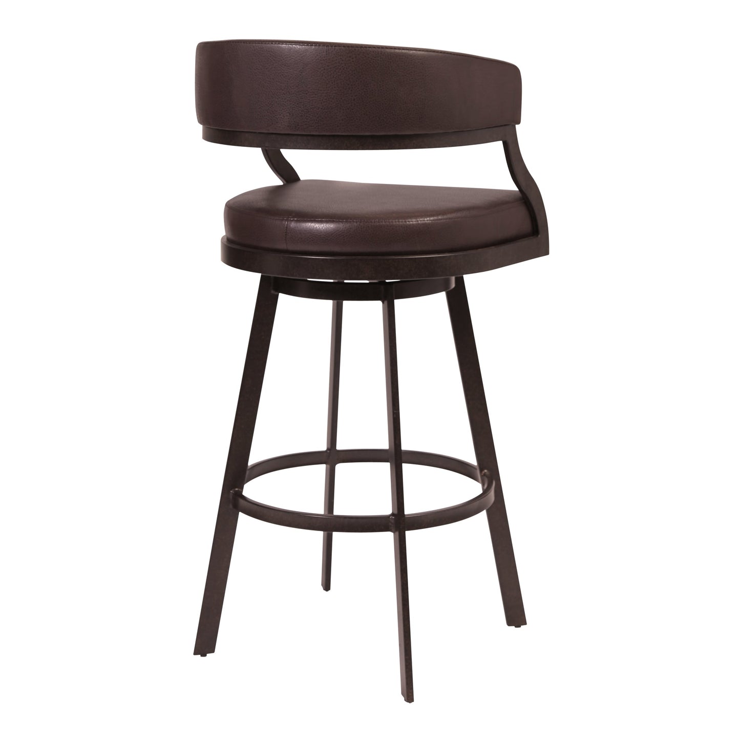 Dione Counter and Bar Height Swivel Barstool with Faux Leather and Metal Base
