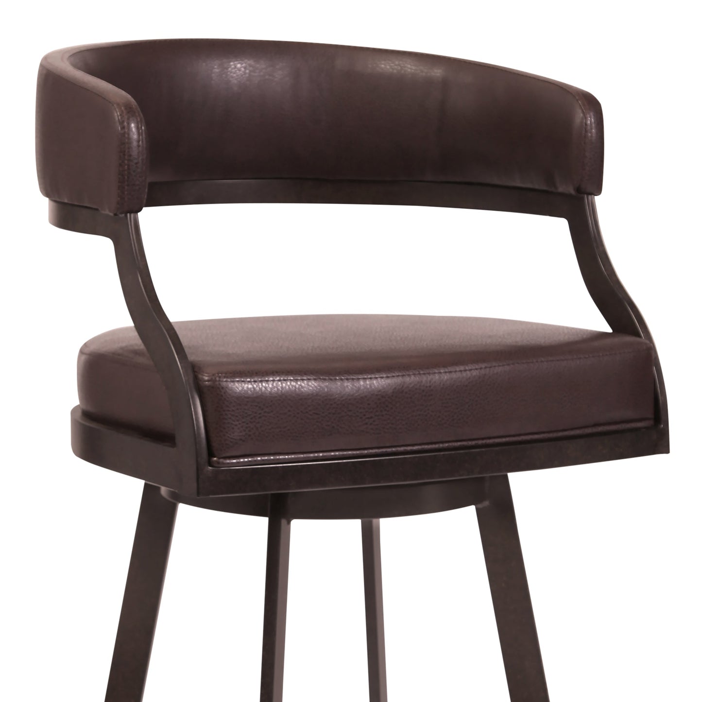 Dione Counter and Bar Height Swivel Barstool with Faux Leather and Metal Base