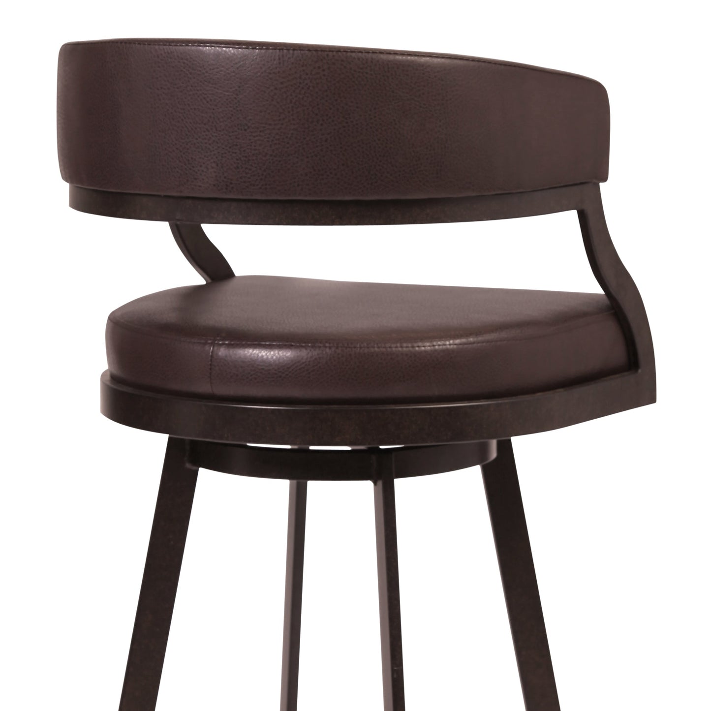 Dione Counter and Bar Height Swivel Barstool with Faux Leather and Metal Base