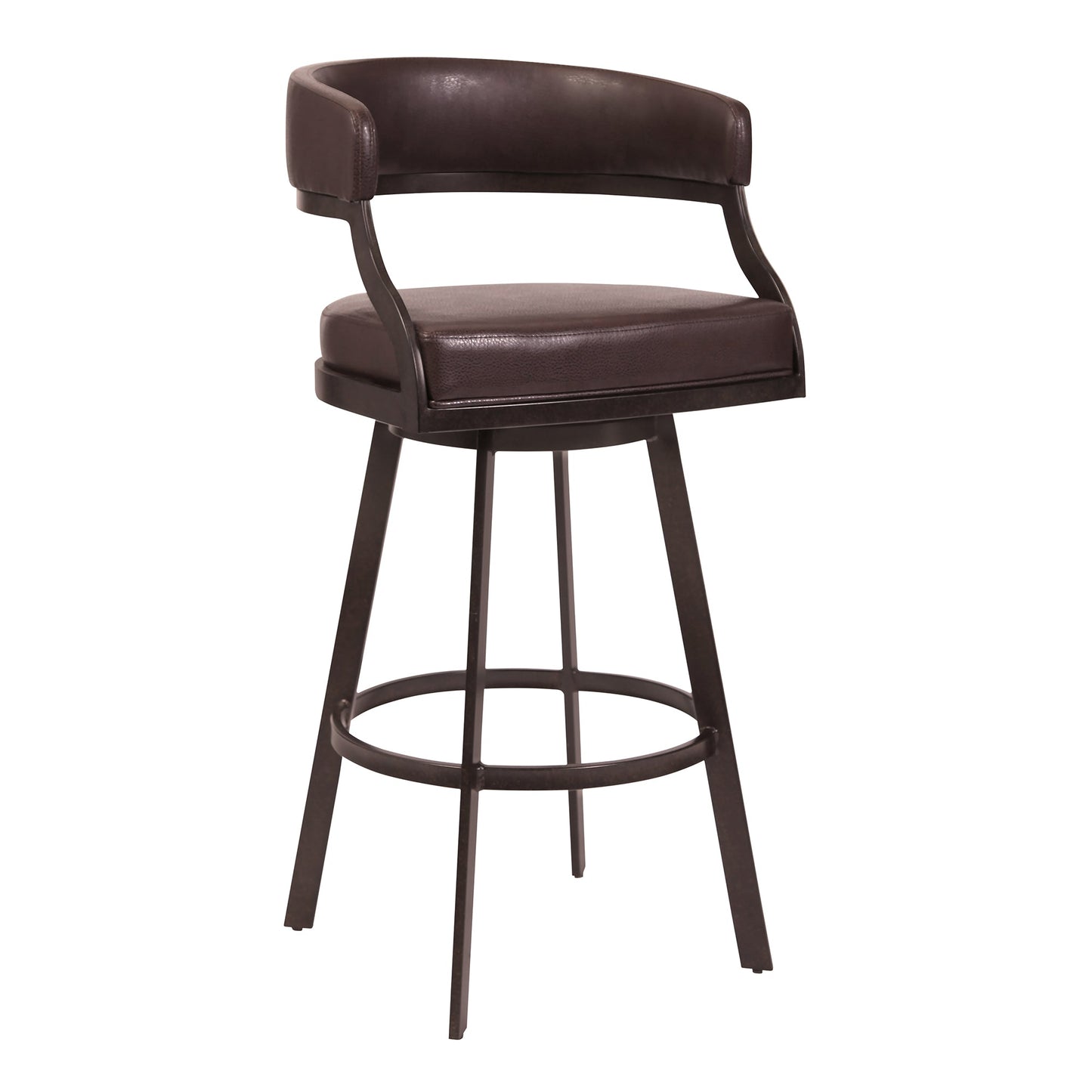 Dione Counter and Bar Height Swivel Barstool with Faux Leather and Metal Base