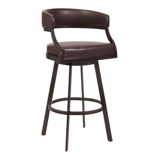 Dione Counter and Bar Height Swivel Barstool with Faux Leather and Metal Base