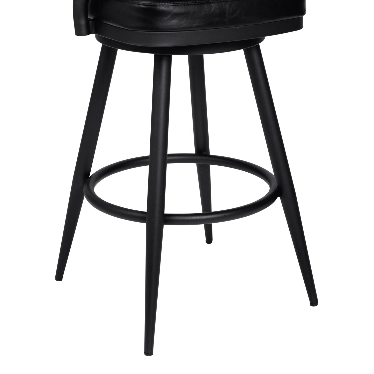 Amador Counter and Bar Height Barstool in Black Powder Coated Finish and Faux Leather