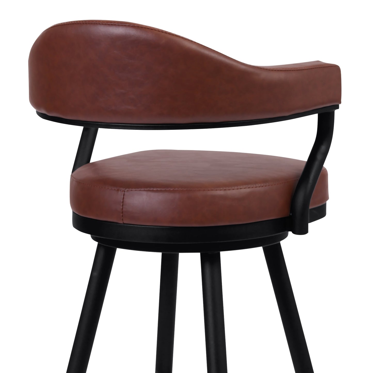 Amador Counter and Bar Height Barstool in Black Powder Coated Finish and Faux Leather