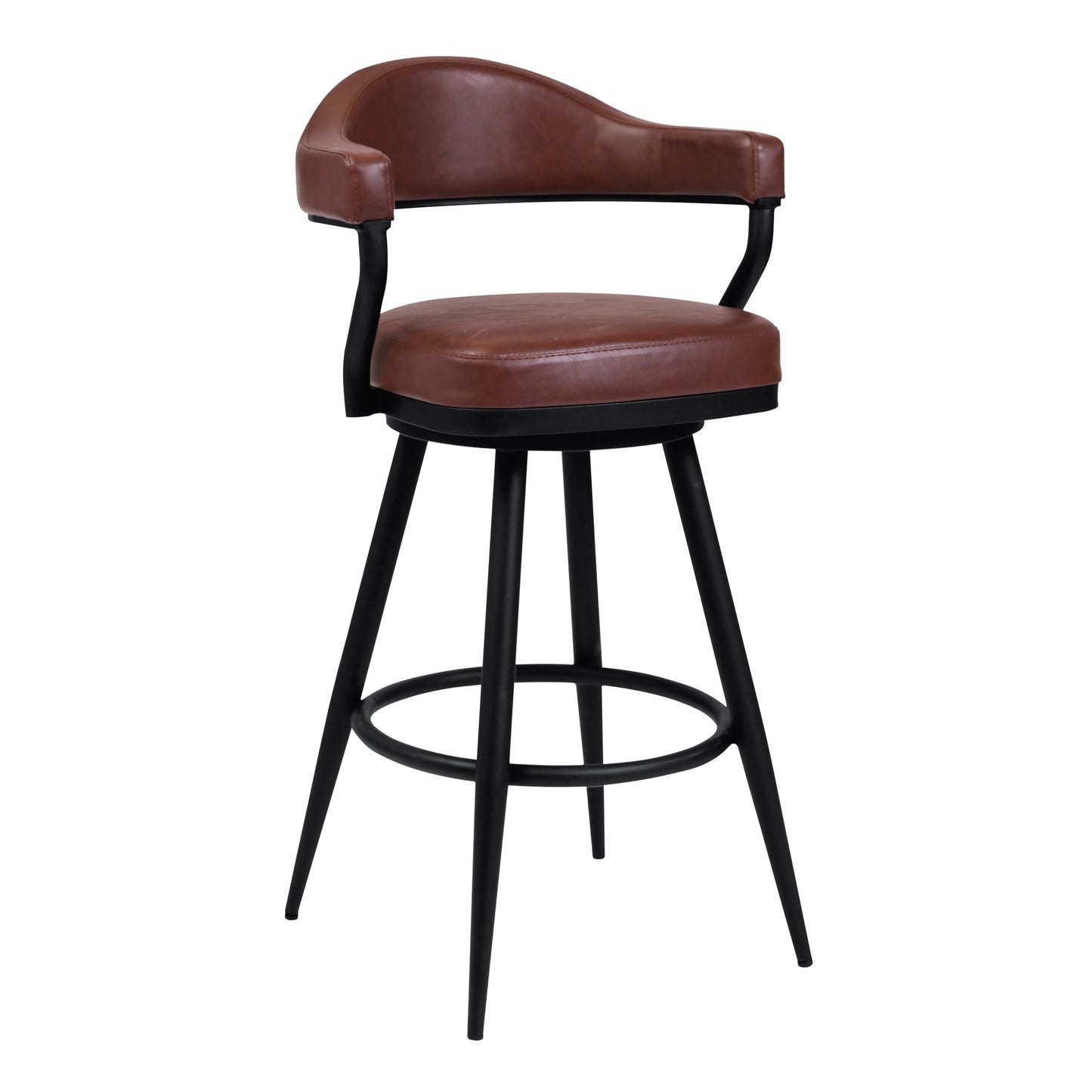 Amador Counter and Bar Height Barstool in Black Powder Coated Finish and Faux Leather