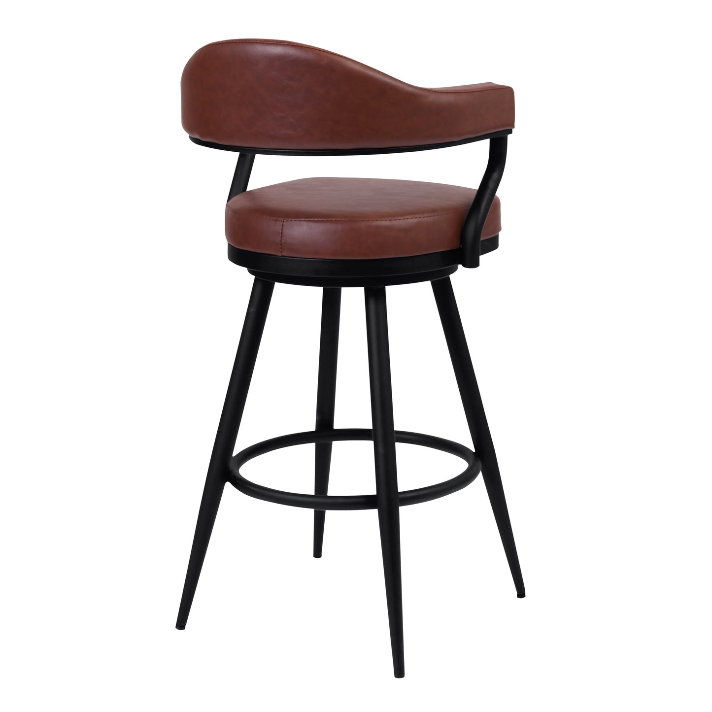 Amador Counter and Bar Height Barstool in Black Powder Coated Finish and Faux Leather