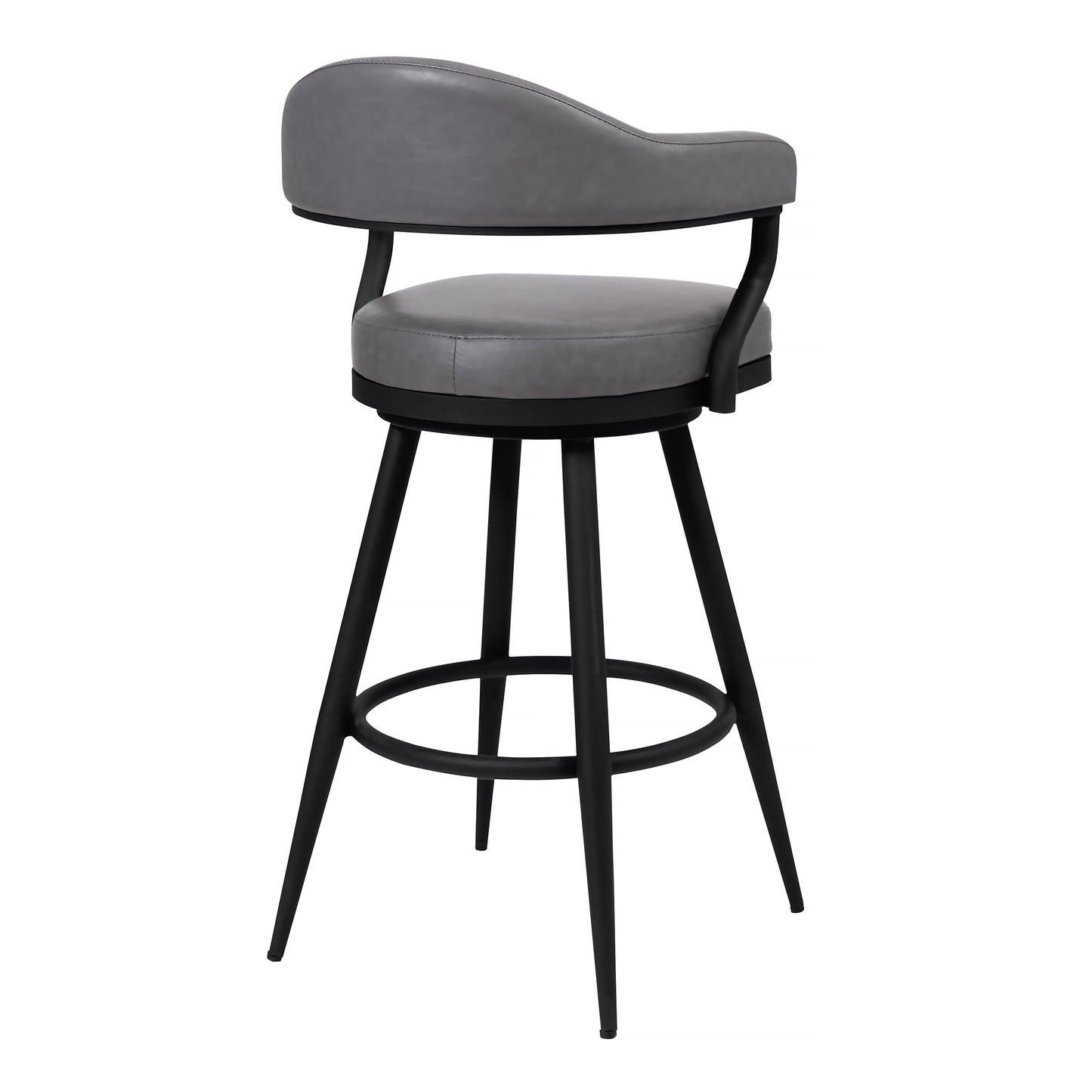 Amador Counter and Bar Height Barstool in Black Powder Coated Finish and Faux Leather