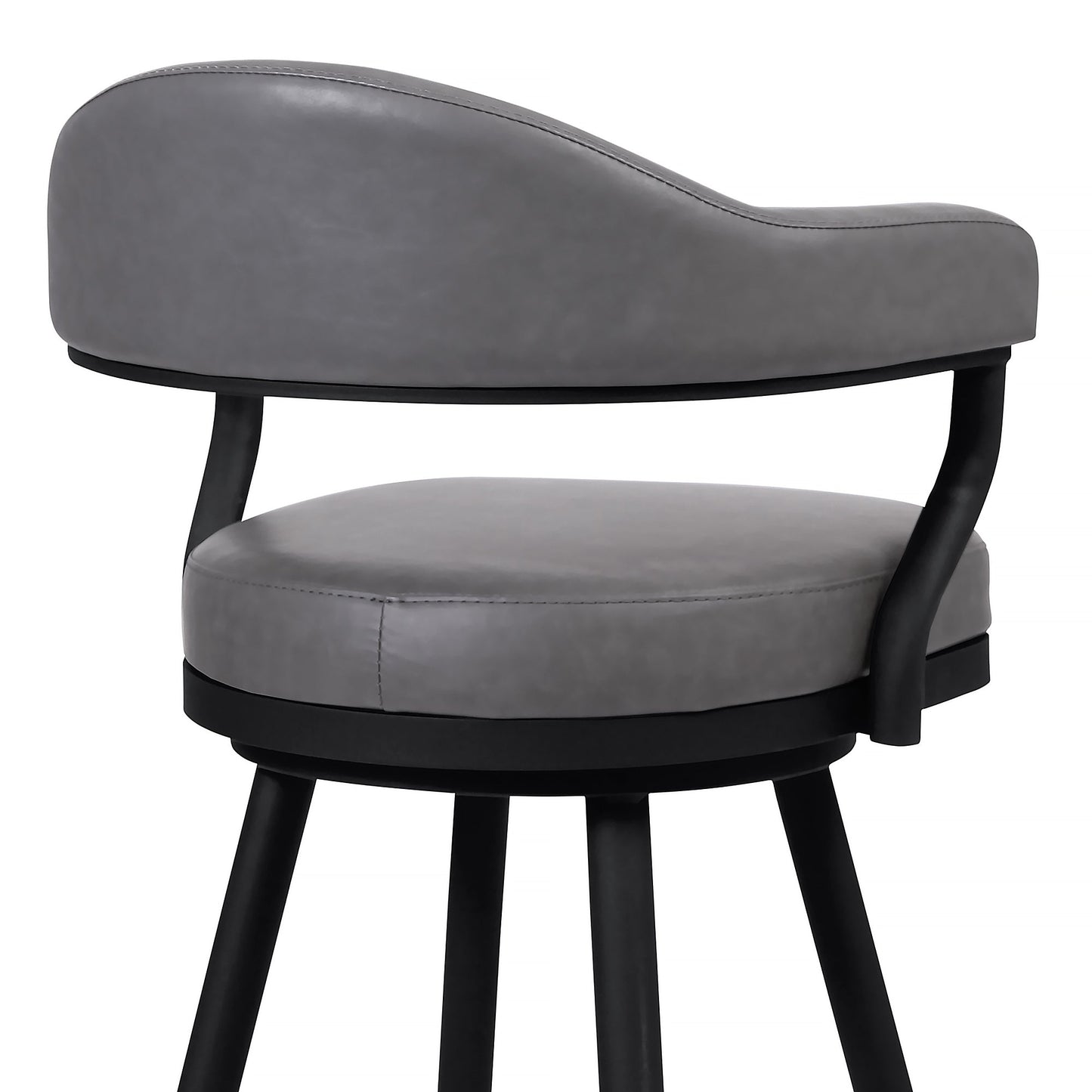 Amador Counter and Bar Height Barstool in Black Powder Coated Finish and Faux Leather