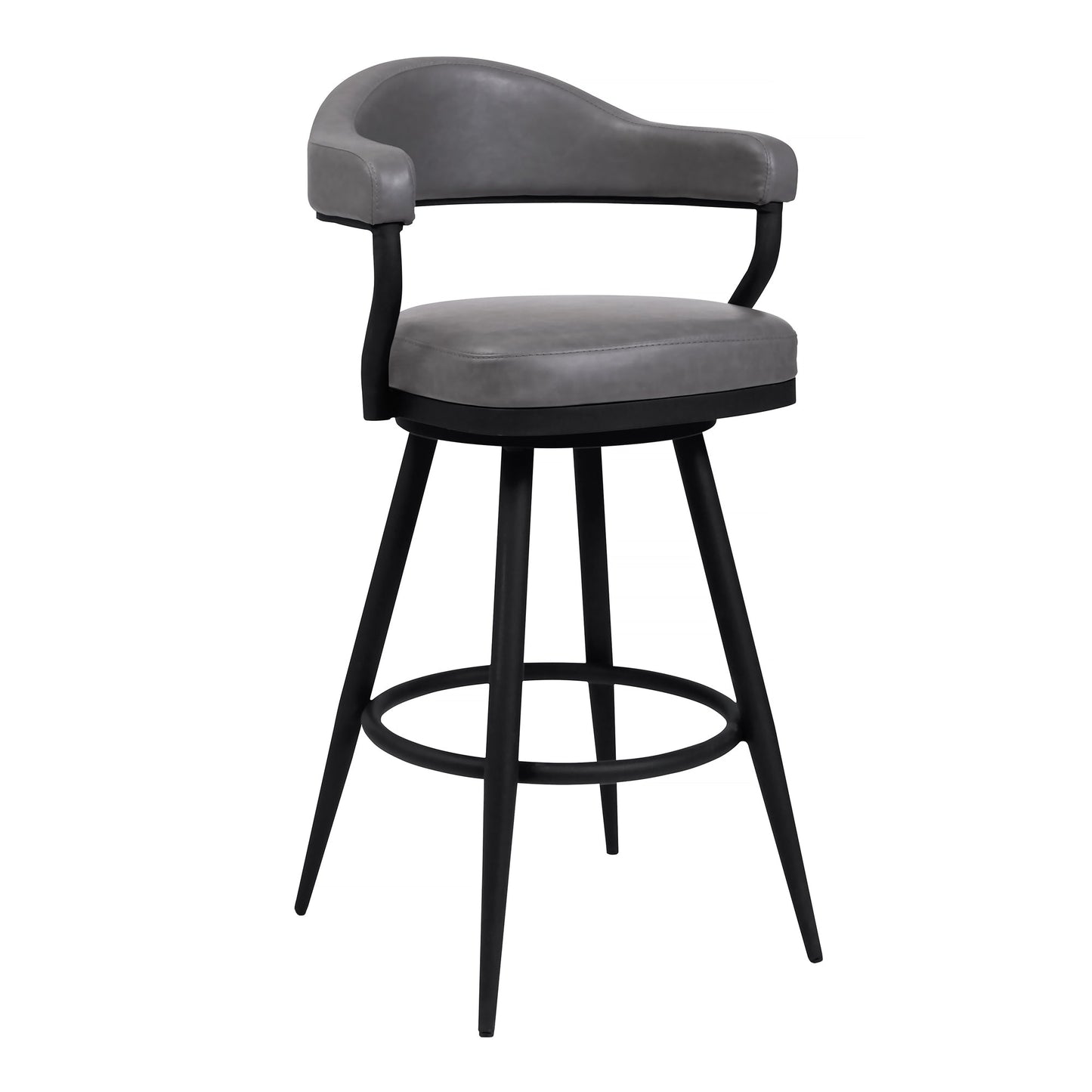 Amador Counter and Bar Height Barstool in Black Powder Coated Finish and Faux Leather