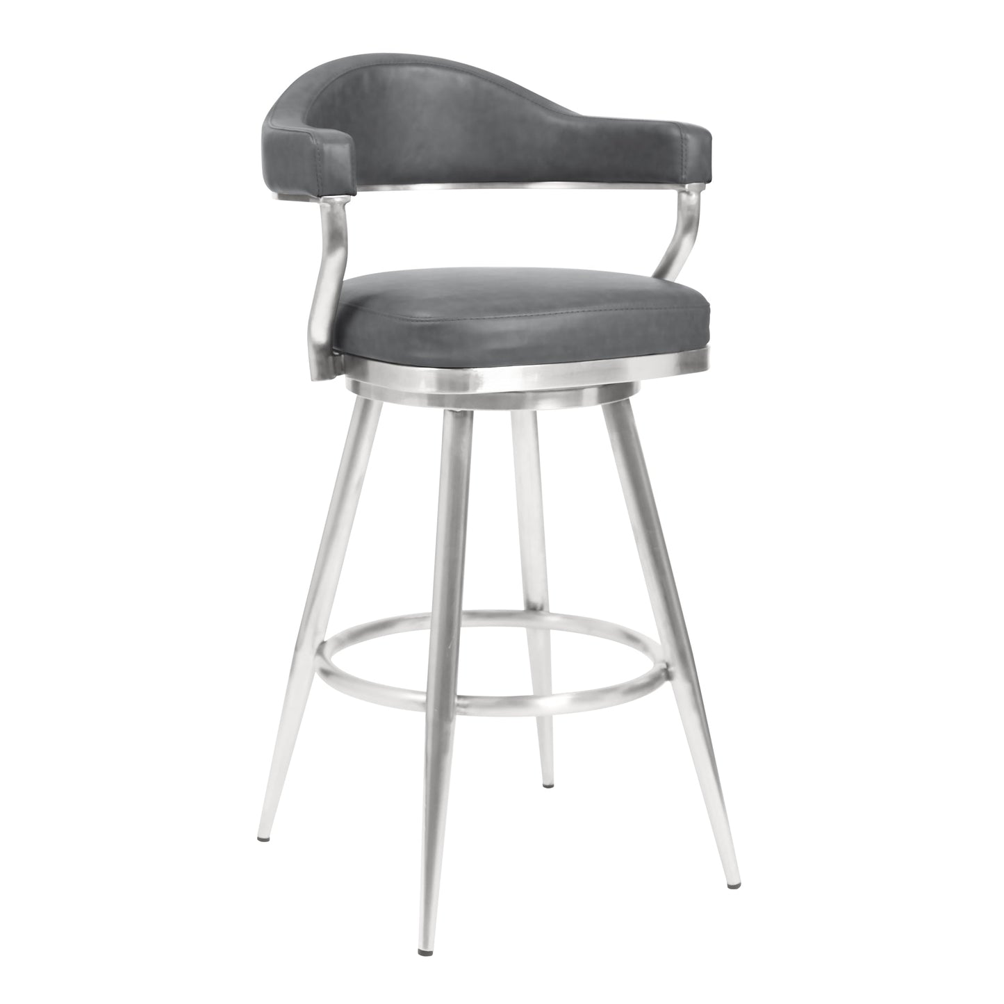 Amador Counter and Bar Height Barstool in Black Powder Coated Finish and Faux Leather