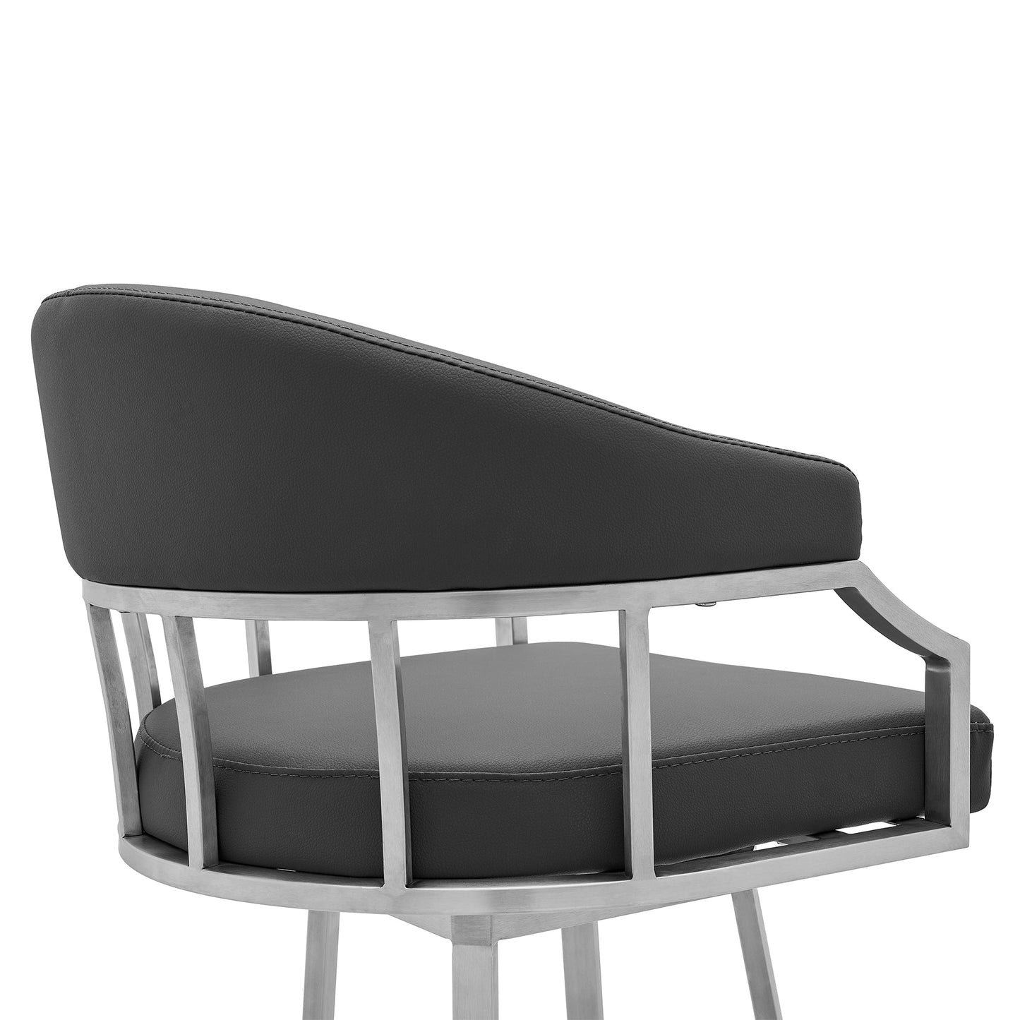 Palmdale Swivel Faux Leather Bar Stool in Various Heights and Metal Finishes