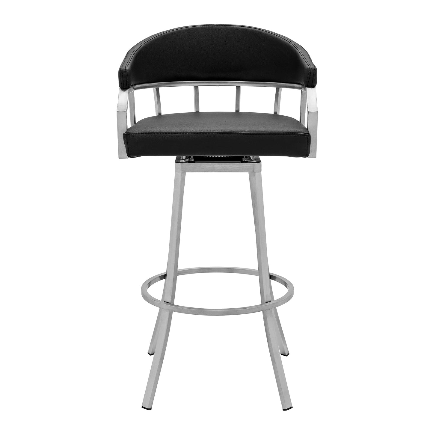 Palmdale Swivel Faux Leather Bar Stool in Various Heights and Metal Finishes