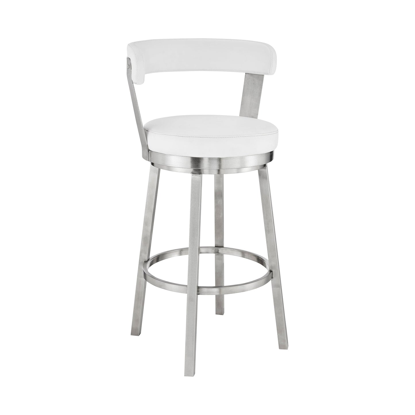 Kobe Swivel Bar Stool in Counter and Bar Height with Various Finishes and Faux Leather