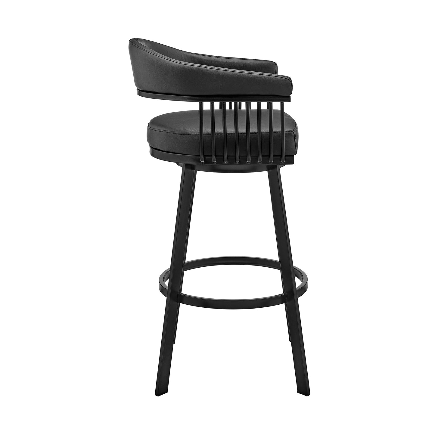 Bronson Swivel Bar Stool in Various Finishes and Faux Leather Options