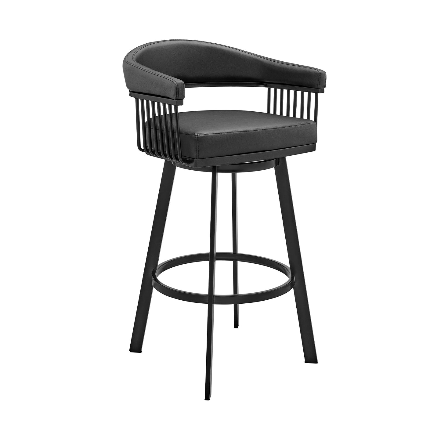 Bronson Swivel Bar Stool in Various Finishes and Faux Leather Options