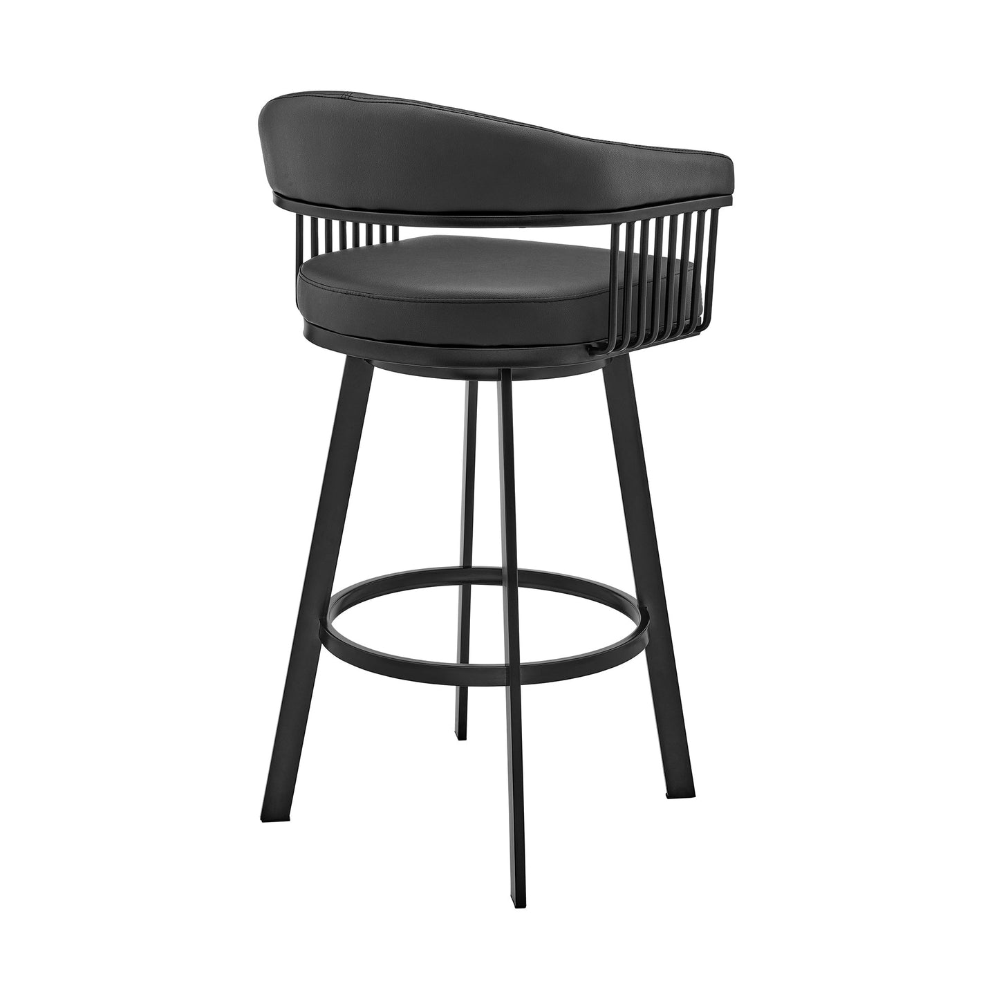 Bronson Swivel Bar Stool in Various Finishes and Faux Leather Options